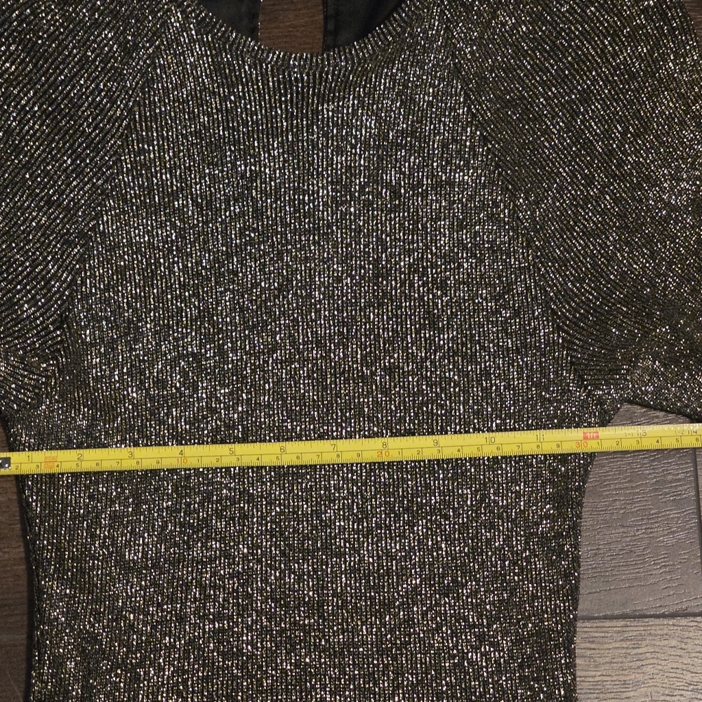 vtg 80s Gold And Black mini dress sz 4 metallic bubble hem - Picture 15 of 16